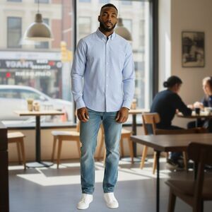 Daniel Cremieux Mens Shirt Extra Large Blue striped tailored fit button up